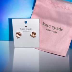 Kate Spade Peach Rise and Shine Studs Cubic Zirconia With Duster Bag Pierced NWT